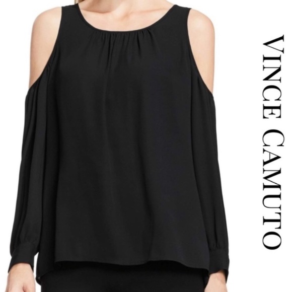 Vince Camuto Tops - Vince Camuto Black Cold Shoulder Flowey Blouse